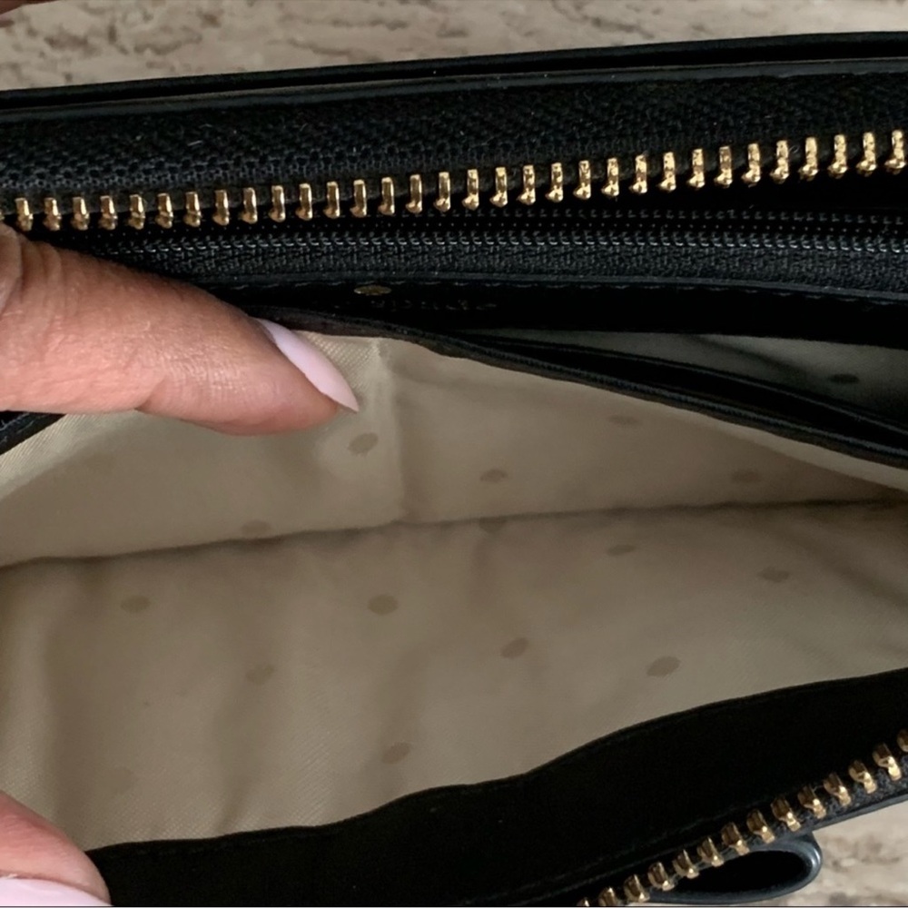 Kate Spade Black Leather Bow Zip Wallet - Picture 8 of 10